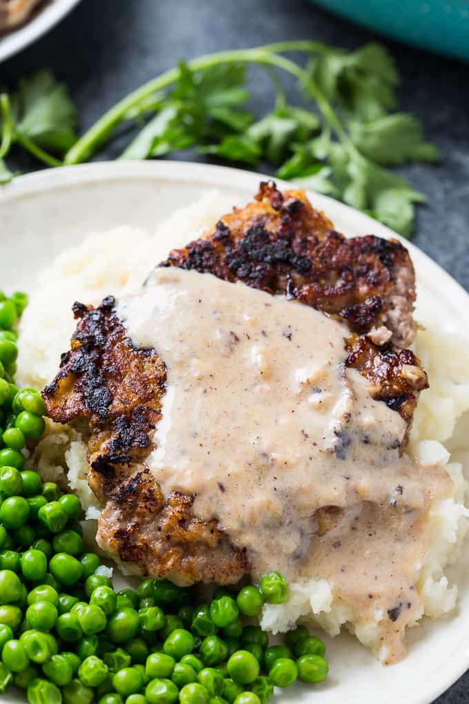 Skinny Chicken Fried Steak has less fat and fewer calories.