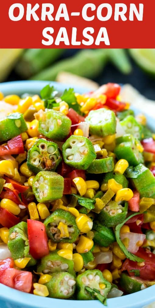 Okra Corn Salsa makes a healthy summer appetizer #glutenfree 