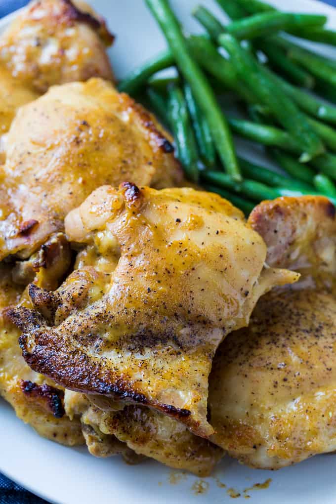 Easy Baked Maple Mustard Chicken Thighs