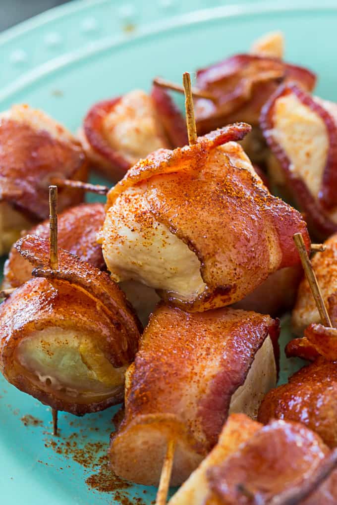 Air Fryer Sweet and Spicy Bacon Wrapped Chicken Bites
