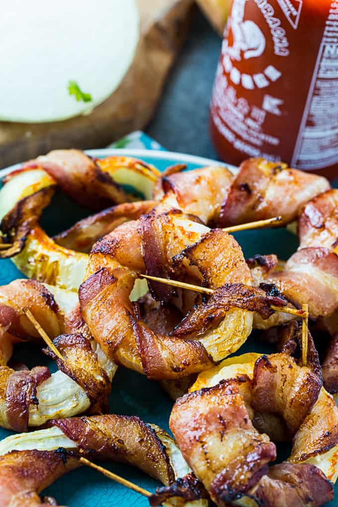 Air Fryer Bacon Wrapped Onions Rings- only 3 ingredients!
