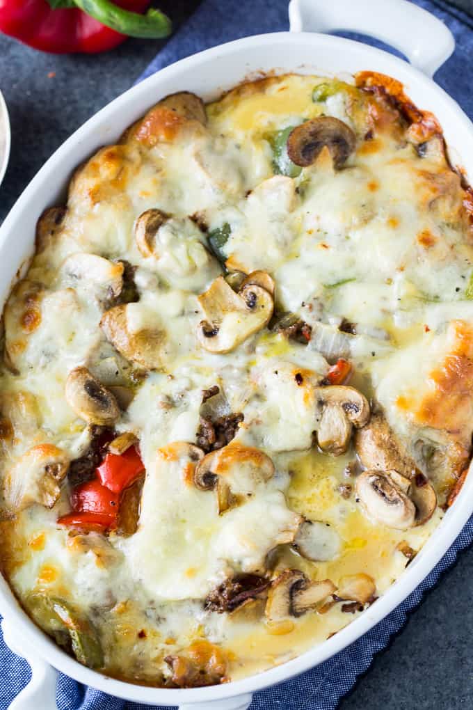Low Carb Philly Cheese Steak Casserole 