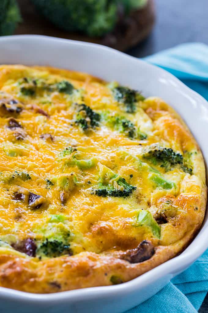 Crustless Broccoli Cheddar Quiche (Low Carb) - Skinny Southern Recipes