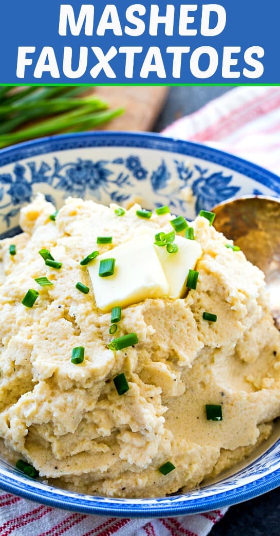 Mashed Fauxtatoes made with cauliflower #keto #lowcarb