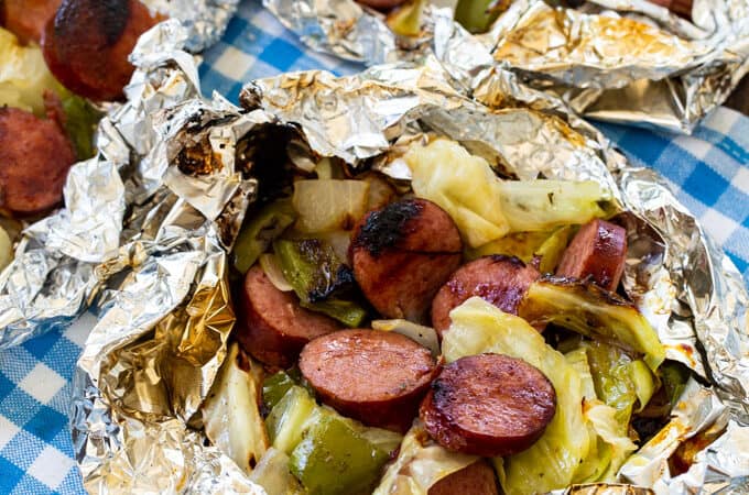 Keto Cabbage and Sausage Foil Packets