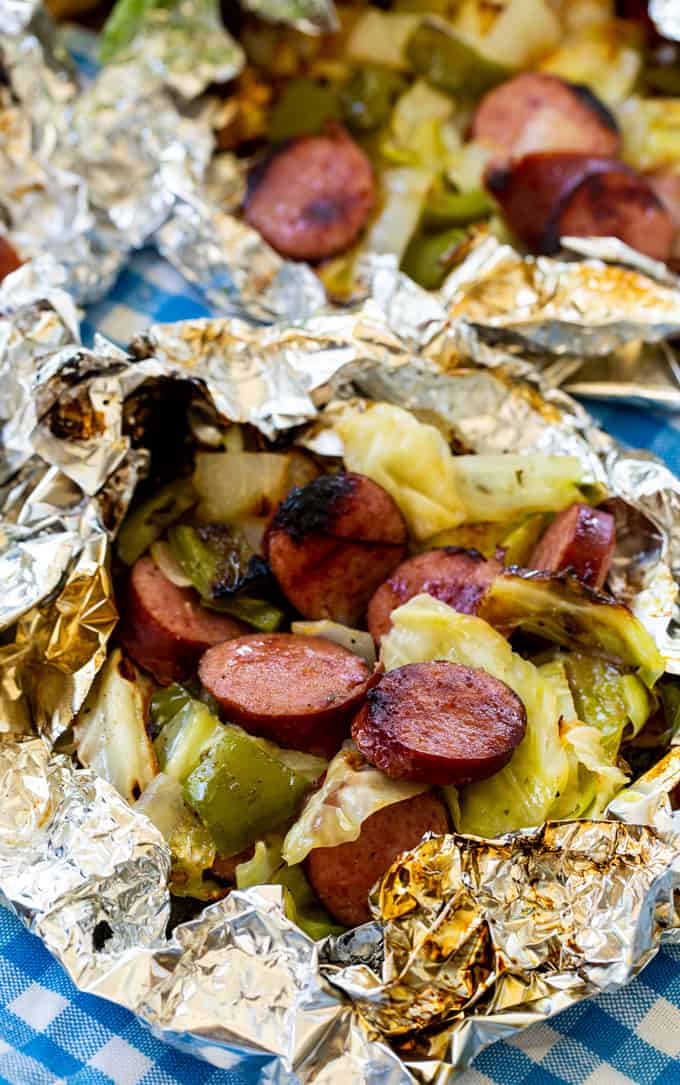 Keto Cabbage and Sausage Foil Packets