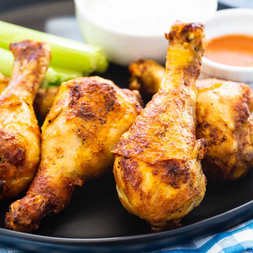 Buffalo Chicken Drumsticks cooked in the air fryer