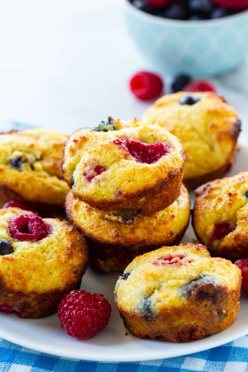 Low Carb Mixed Berry Muffins
