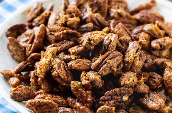 Candied Pecans on a plate.
