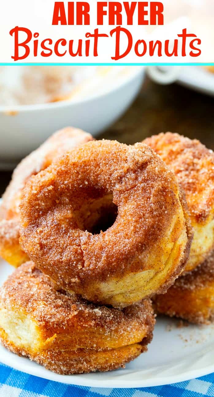 Air Fryer Biscuit Doughnuts on a plate.