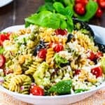 Tuna Pasta Salad with Balsamic Vinaigrette in serving bowl.