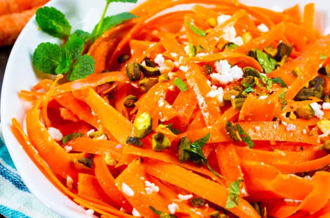 Carrot Feta Salad in a bowl.