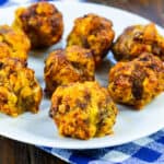 Air Fryer Sausage Crescent Cheese Balls on a plate.